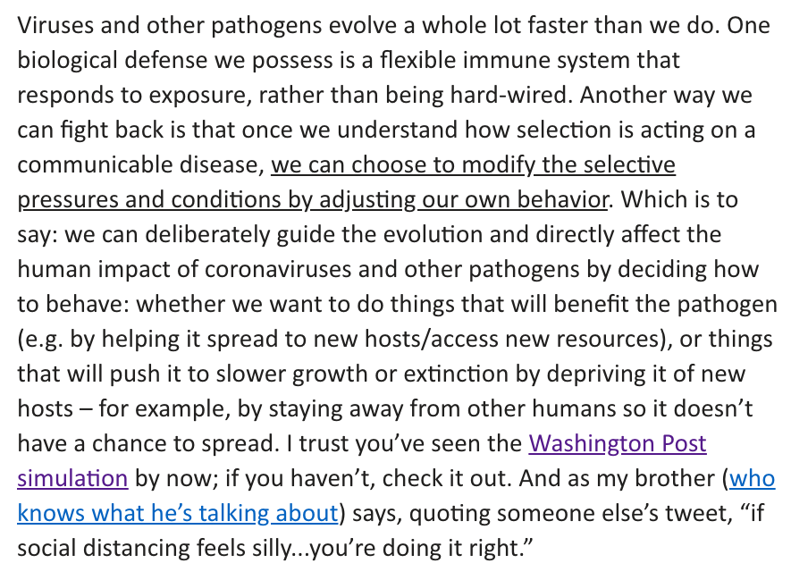 A great reminder of how we can make evolution our friend here, from <a href="/UofNH/">University of New Hampshire</a> <a href="/COLSA_UNH/">COLSA</a> Prof. Jessica Bolker. cc @bolkerb