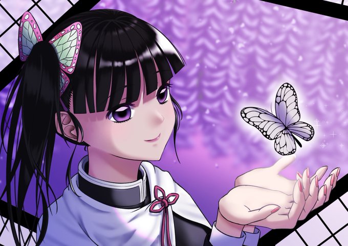 あおみどろさんがTwitterに投稿した栗花落カナヲ(鬼滅の刃)のイラスト。