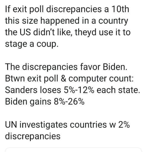 drkwarlord's tweet photo. @GottaBernNow The democratic party is committing election fraud by flipping votes from. @BernieSanders to @JoeBiden 

Democracy dies in election fraud &amp; with the @DNC

#FTDNC!😡✊🔥 

#DNRtheDNC

https://t.co/MPOIGrAFlx https://t.co/Apk5f2rCJT