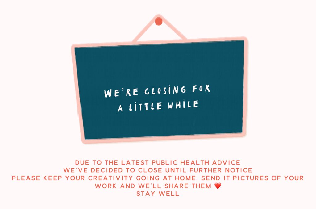 FirstFloorSpace's tweet image. Due to the latest public health advice we’ve decided to close until further notice, we’ll be keeping up with government advice and will reopen as soon as it is safe to do so.
Please keep your creativity going at home, send in pictures of your work and we’d love to share them ❤️