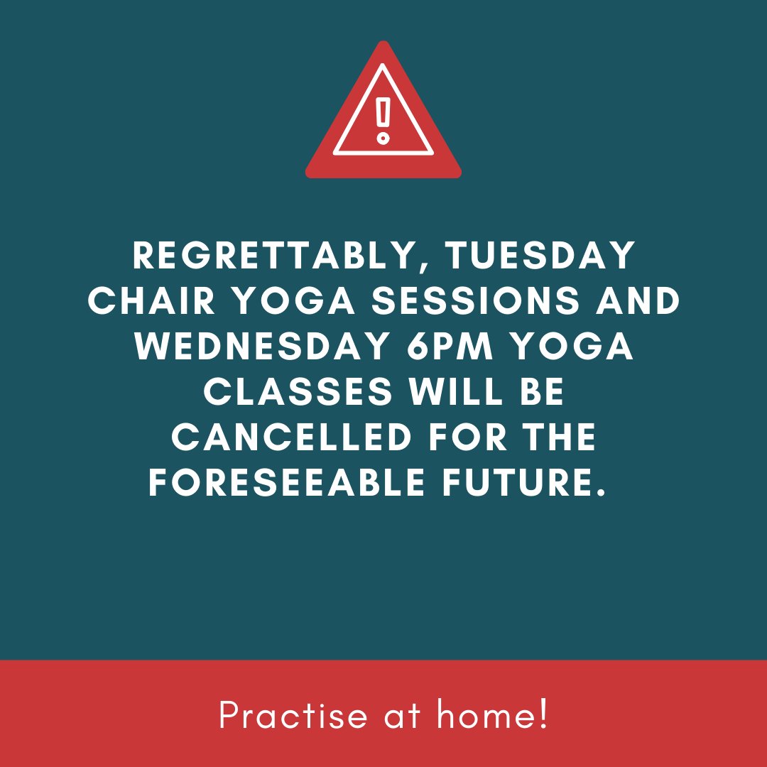 SchoolhouseCP's tweet photo. Tuesday Chair Yoga sessions and Wednesday 6pm yoga classes will be cancelled for the foreseeable future.
Remember, that's no excuse not to practice! I'll try to post some resources and ideas to keep us all going in the meantime. 
Best wishes to you all. https://t.co/wTpz4Ev2Ux