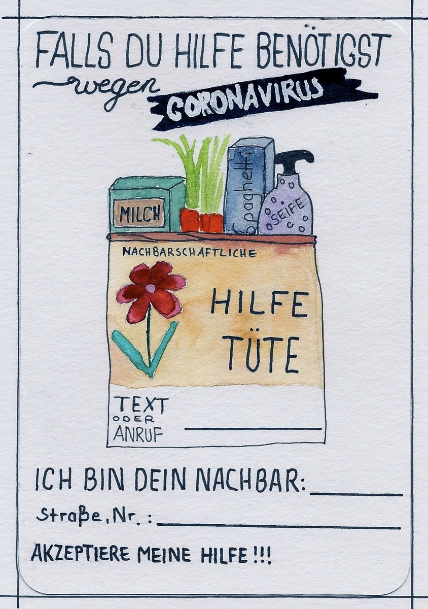 Anitale's tweet photo. Although you should stay home, don’t forget your neighbors. In difficult and uncertain times we have to stick together. #coronavirus #nachbarschaftshilfe https://t.co/qJ3YXuu3FX