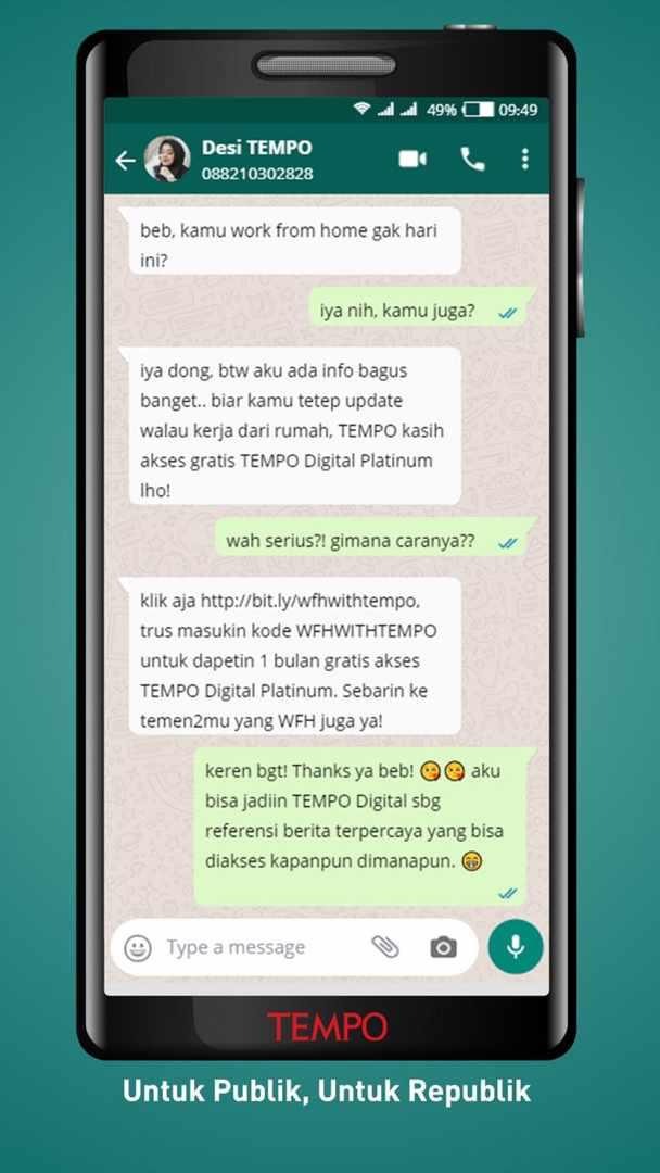 Untuk menyediakan informasi terverifikasi selama masa darurat #CoronaIndonesia, Tempo membuka akses Majalah dan Koran yang selama ini berbayar. 

Silakan pakai voucer: WFHWITHTEMPO