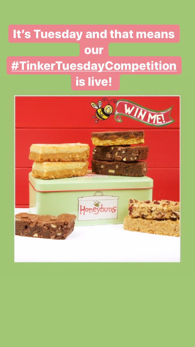 HoneybunsBakery's tweet photo. Itโs #TinkerTuesdayCompetition time... for your chance to win a tasty tin of treats through the post get on over to the website at https://t.co/KkthyepFcH ๐๐ Entries close at 9am tomorrow (Wednesday) Good luck one and all! #win #glutenfree #GFcake #cake https://t.co/uKrivckaOW