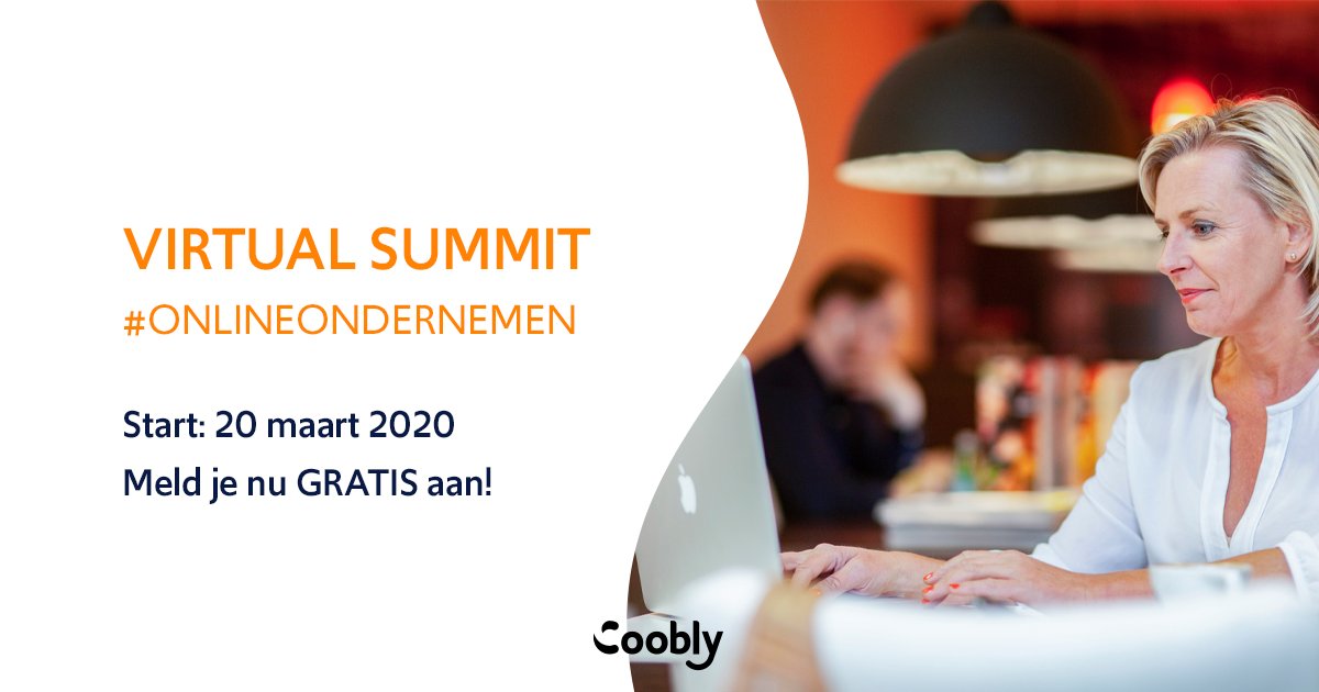 Vrijdag a.s. start de gratis Virtual Summit: Online ondernemen❇️. 10+ succesvolle online ondernemers / Coobly-leden onthullen al hun tips &amp; tricks op het gebied van online ondernemen, ieder vanuit zijn of haar expertise. 
 
Meld je nu aan via: hubs.ly/H0nCPyP0