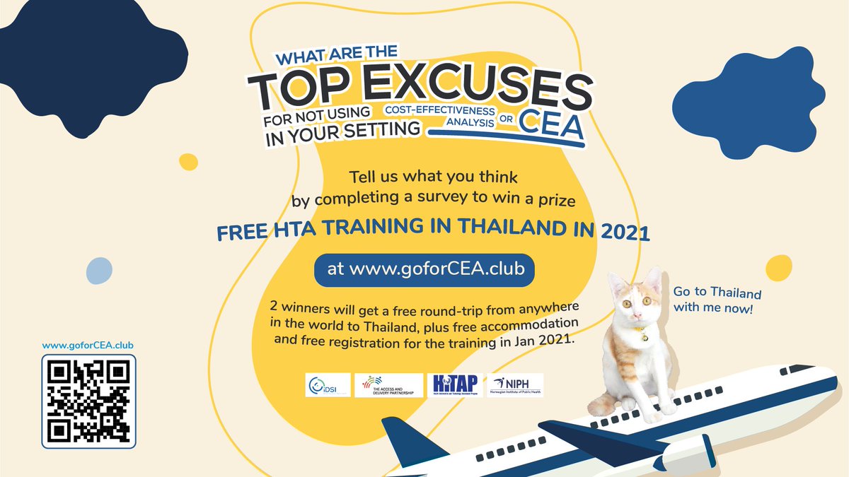 HITAP_Thailand's tweet photo. FREE! FREE! FREE! We give you Triple FREE! Free 2021 HTA Training, Free round-trip tickets to Thailand and free hotels! How to get these? Go to https://t.co/0N1TbDxfbN and do the survey! Oh! Don't watch Rico video. You’ll love her!#goforCEA #RicoandCEA https://t.co/jp4scFajVC
