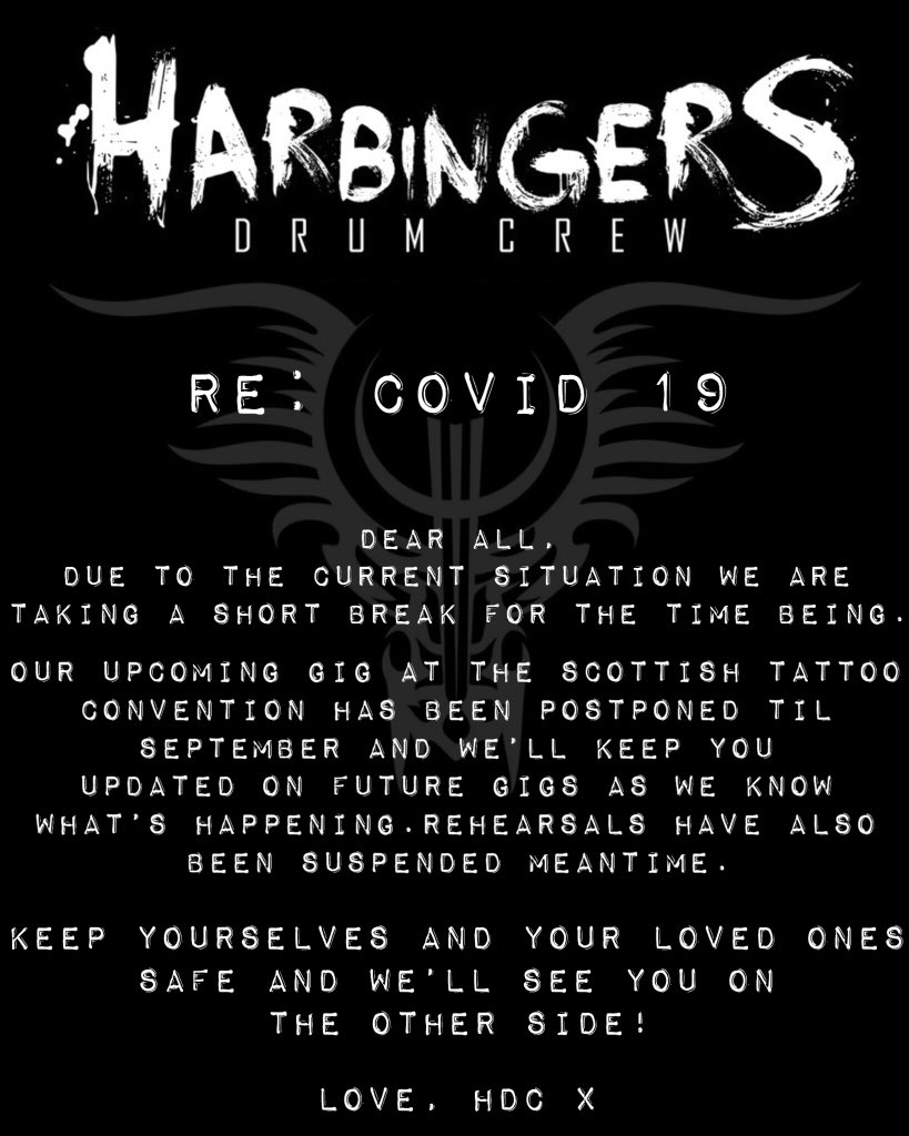 #COVID19 #coronavirus #drums #drummers #drumlife #drumcore #harbingersdrumcrew #drumcrew #industrial #metal #drumnbass #breakbeats #blastbeats #edinburghdrumcore #edinburgh #edinburghgigscene #edinburghgigs #edinburghmusicscene #localmusic