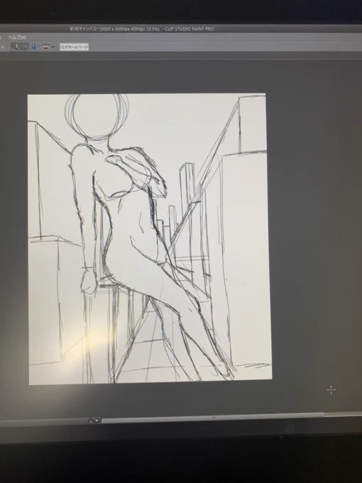 ちょっとした街並み的なものを一点透視図法で 
