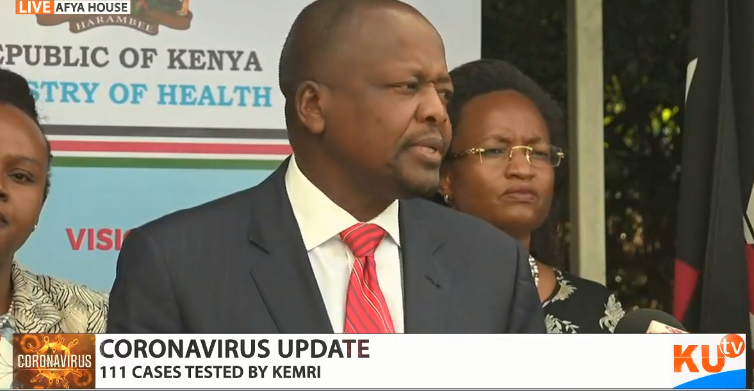 KUTVNews's tweet photo. 111 suspected cases of #COVID19KE have been tested by KEMRI, 36 are being monitored - CS Mutahi Kagwe https://t.co/Rkqsm3ZppC
