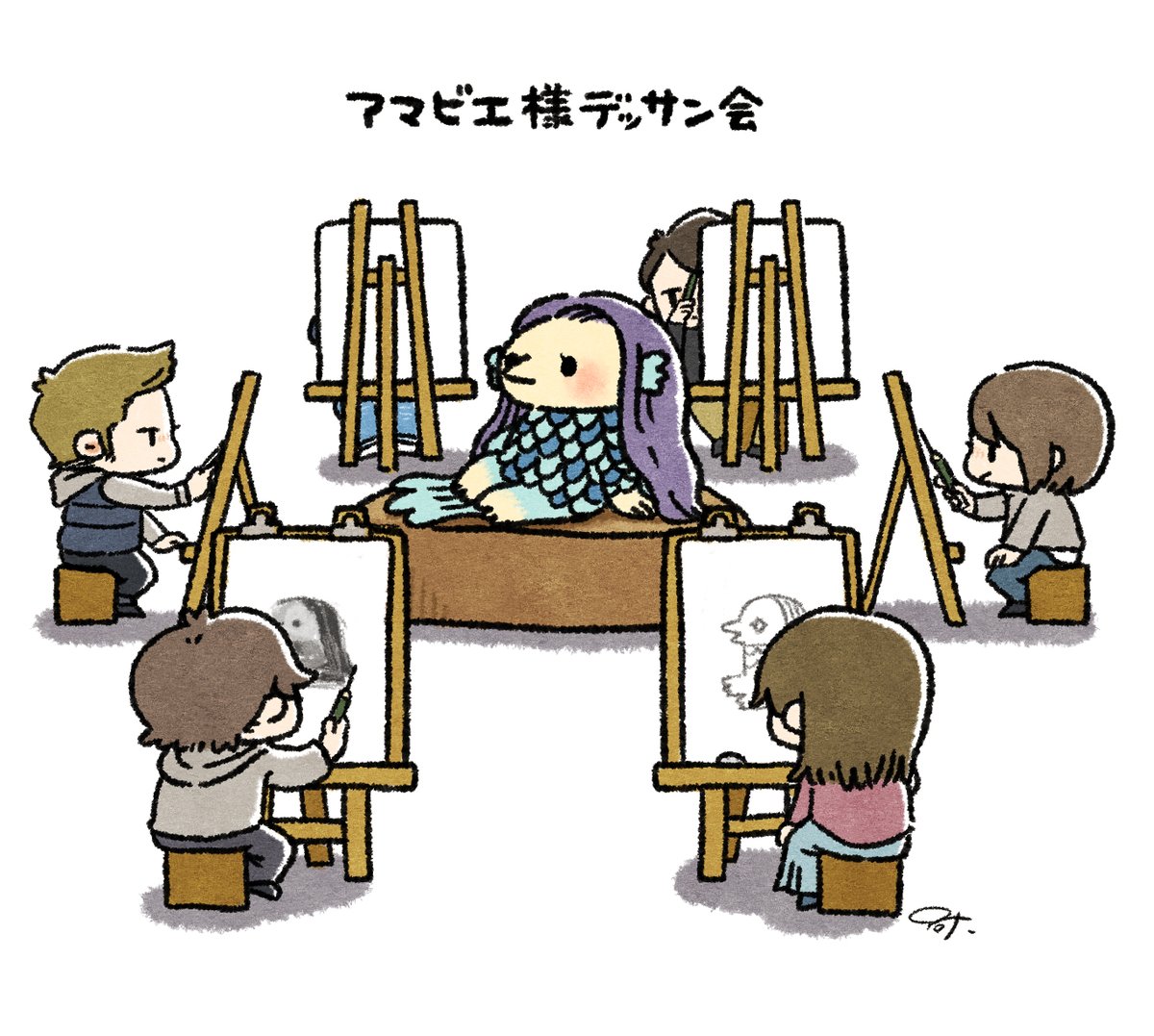 「アマビエ様デッサン会 #アマビエ 」|995🐈ﾆｬﾝﾌｪｽG-06のイラスト
