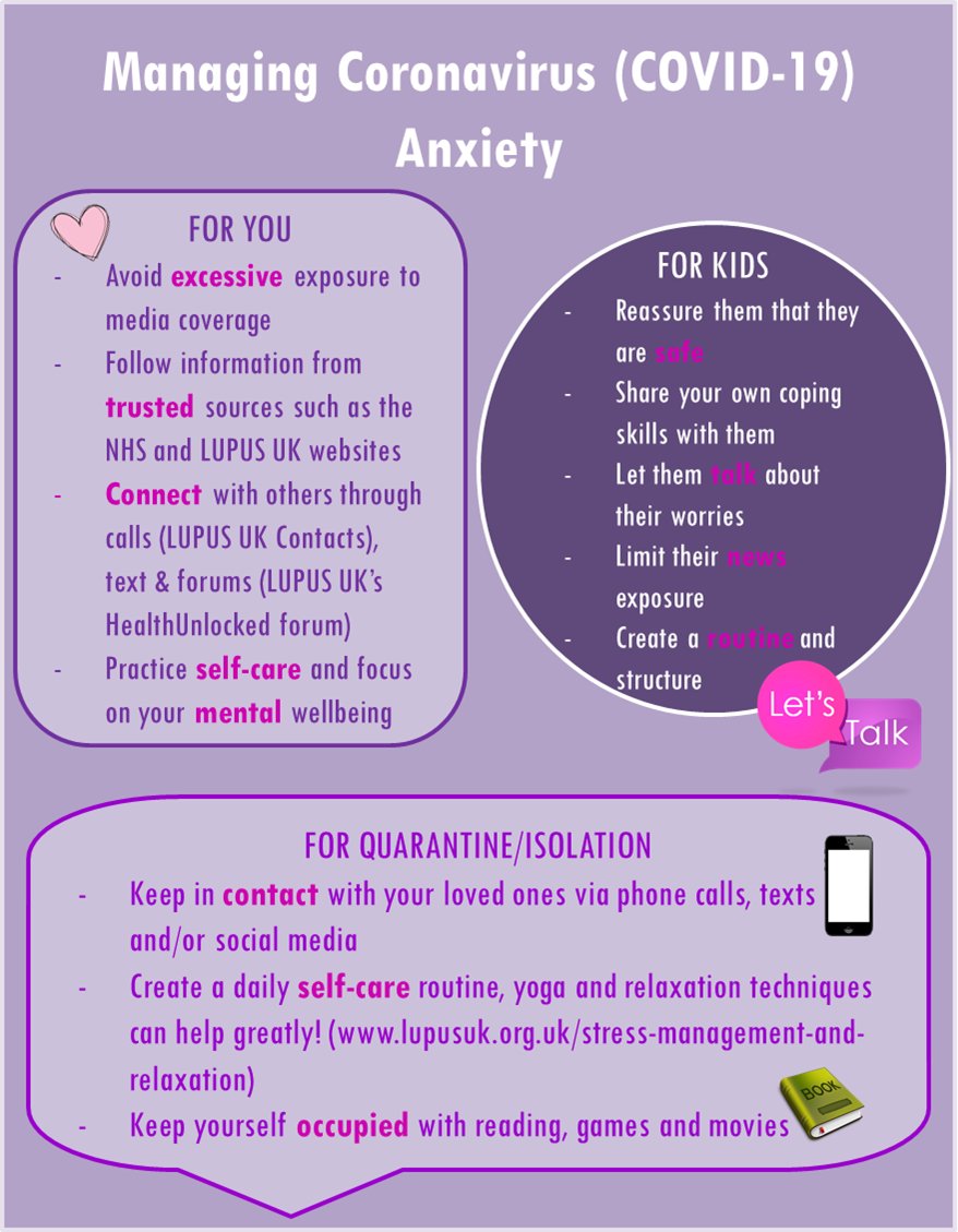 We've seen a lot of posts about #coronavirus (COVID-19) #anxiety, and we think they are super helpful, so we have created our own!
Please share this post and check on your loved ones through calls, text and social media. #LUPUSUK