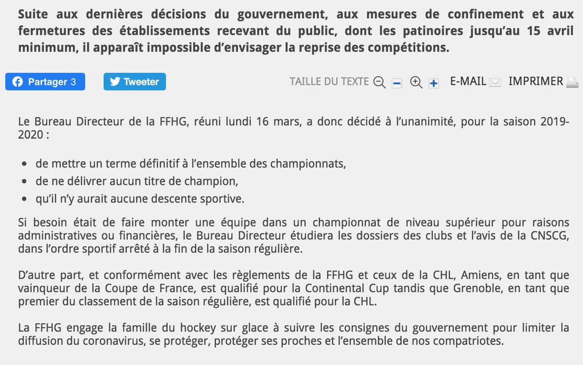 Hockey_FRA's tweet photo. ⚠️ Communiqué. Fin des championnats 👉 https://t.co/uw67QX7CyT #HockeyFrance #Covid_19 https://t.co/97dnOpuWs3