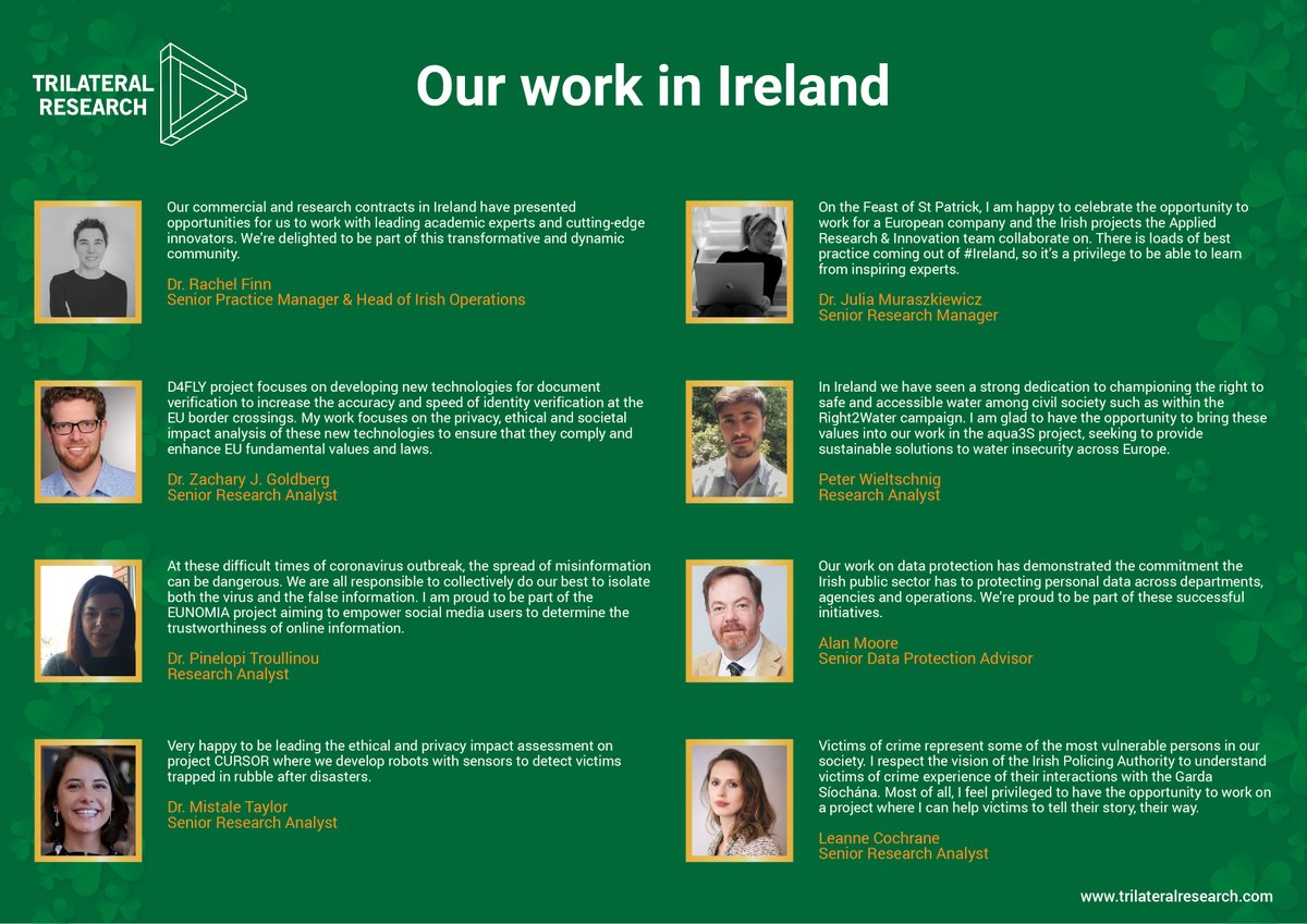 TRIResearch_'s tweet photo. Happy #StPatricksDay from the @TRIResearch_ Irish team! We work with leading academic experts and #innovators, providing our #DataProtection and #CyberRisk services https://t.co/mpzYezQHxB and developing cutting-edge #research to achieve sustainable impact https://t.co/ge3ROve08s https://t.co/reGtuiA3Iw