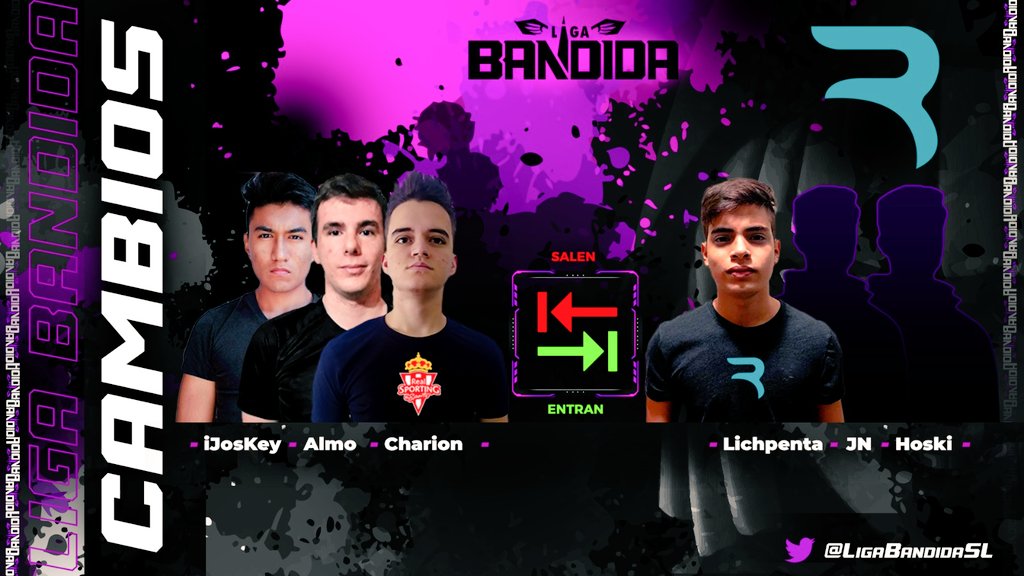 🚨 | #FichajesLB

           🌀 <a href="/RysixGG/">Rysix Gaming</a> 🌀

Sale ⏪ <a href="/Almo_CR/">EH2 | Almo</a>
Sale ⏪ @iJosKey1
Sale ⏪ @CharionCR

Entra ⏩ <a href="/JMeloMoreno/">lichpentakill</a> ➡Selección🇻🇪 y roster CRL con <a href="/NRGgg/">NRG</a> 

Entra ⏩ <a href="/JuannavCR/">Juan navarro</a> ➡Campeón CTP 2019🏆

Entra ⏩ <a href="/OpHoskitar/">Hoski</a> ➡ Campeón CTP 2019🏆

INCREÍBLES FICHAJES ✅