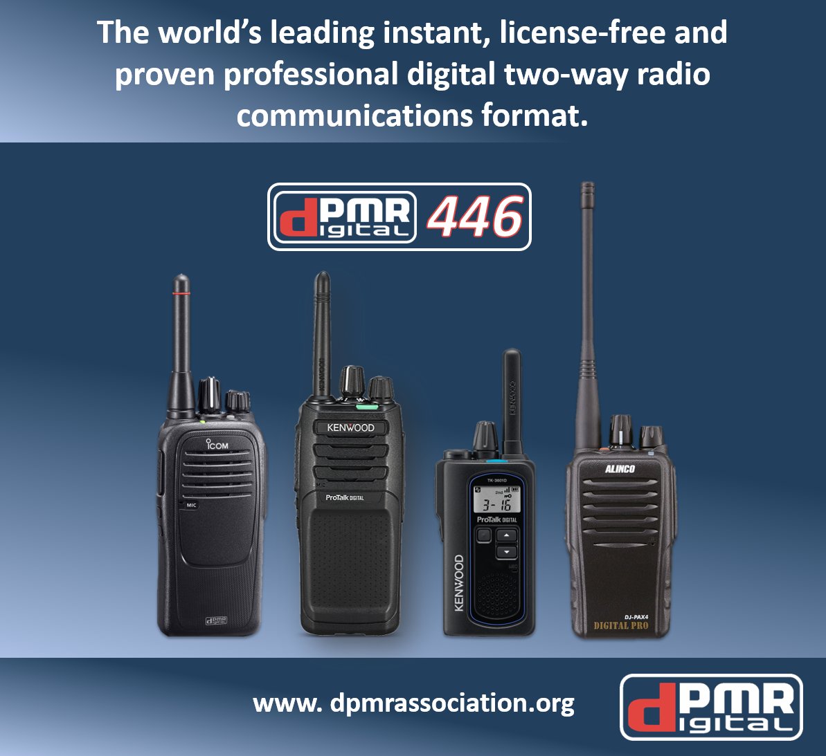 dPMRAssociation's tweet photo. If you’re thinking about upgrading your #PMR446 radios, take a closer look at what makes @ETSI_STANDARDS #dpmr446 the world’s leading #LicenseFree digital format for #ProfessionalUsers. Please share https://t.co/ZKzlZKC2qr https://t.co/T2BXD3PeNl
