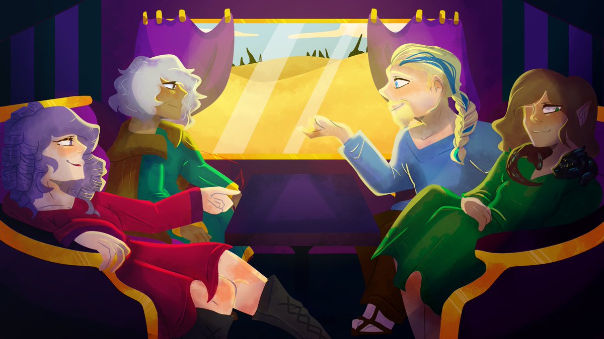 Finally!!! It's done! I've been working on this piece for nearly a week and it's been worth it. It was really nice to draw the characters from <a href="/SellPen/">Joshua Crisp</a> 's D&amp;D campaign in more detail than the last time I drew them. Also TRAINS i love trains and it was so fun to make the interior!