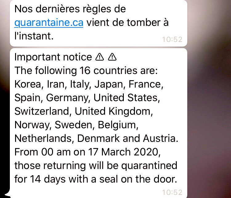 A 3 heures de Shanghaï (province de Suzhou)

la population a reçu hier de nouvelles règles pour ceux qui reviennent d’une liste de pays, dont la 🇫🇷:

Quarantaine de 14J avec la porte du domicile scellée, livraison à la porte sans contact.

#COVID19france #COVIDChina