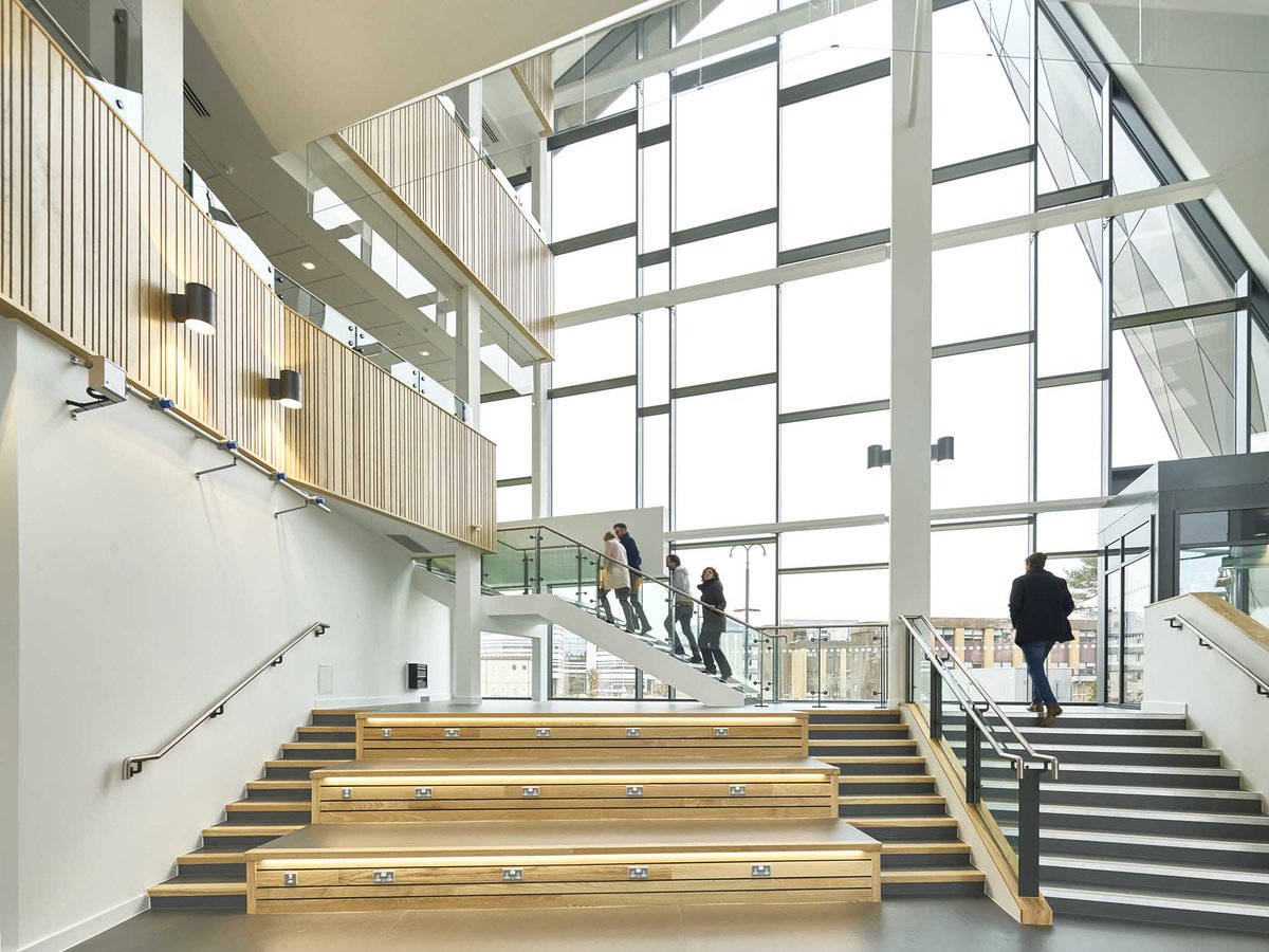 PRwithTLC's tweet photo. @KawneerUK systems herald a gateway to a unique building. Manufacturer's #aluminium #glazing systems used again at @bournemouthuni @atkinsglobal @WillmottDixon @Leaylimited https://t.co/G3GXGA7geR https://t.co/q2d1GrdneD