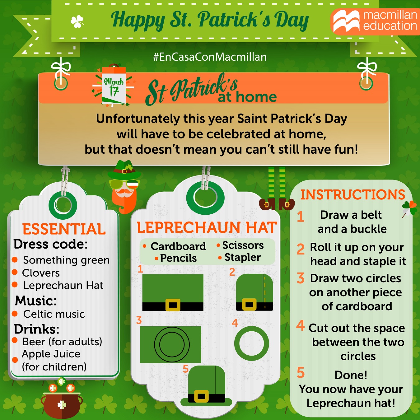 Macmillan Iberia Happy St Patrick S Day Today Thousands Of Irish People Are Celebrating From Home Join The Celebrations By Getting Your Students To Create Their Very Own Leprechaun Hat Share