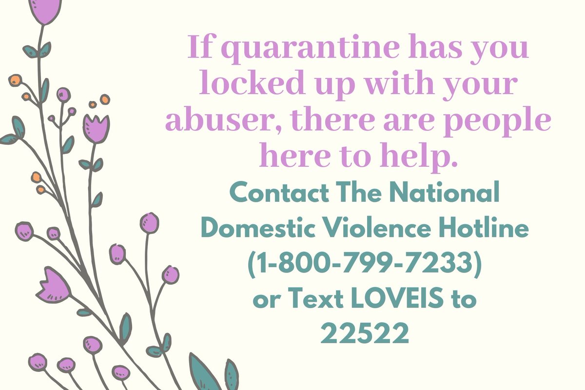GetUpOutLost's tweet image. While quarantine can a time to rest and reconnect for many, others are locked up with their abuser. National Domestic Violence Hotline is open 24/7 at 1-800-799-7233, or if you can´t talk, text LOVEIS to 22522