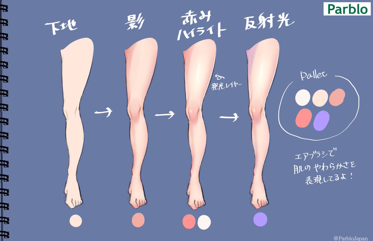 Parblo Japan 脚のかんたんな描き方と塗り方 イラスト好きな人と繋がりたい 絵描きさんと繋がりたい Parblo
