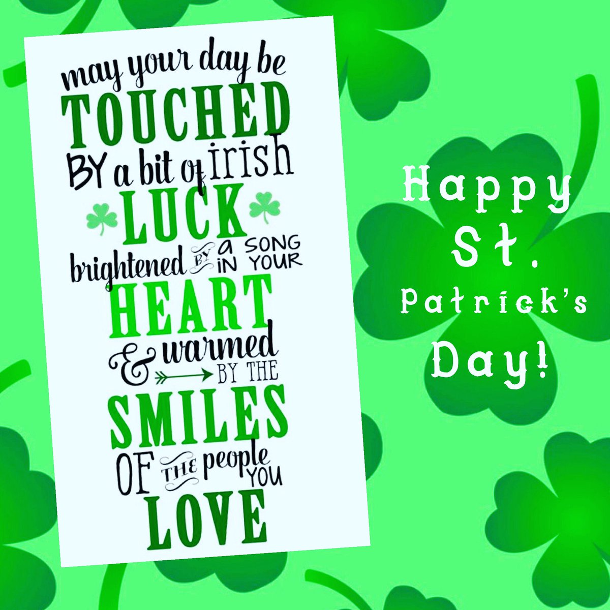 theteachermrse's tweet photo. May your day be TOUCHED by a bit of IRISH ☘️. BRIGHTENED by a song in your 💚. And warmed by the 😊’s of the people you LOVE. #happystpattysday #GREENday #myFAVcolor #CEHpride #CEHimpact #GoBigO #beaCHAMPION #betheone https://t.co/HnyIAkaYmM
