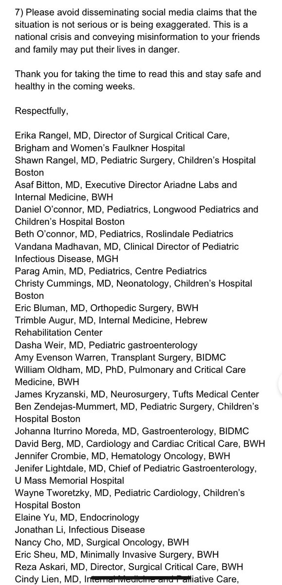 MikeConnollyMA's tweet image. ATTENTION BOSTON MEDIA: Cancel all your regular programming and focus entirely on instructing the public on how to limit transmission of #COVID19. Having someone sit at a desk and read this letter from local physicians would be a good start. #ShelterInPlace