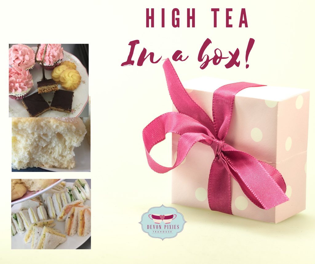 arwen_mcgregor's tweet photo. High tea in a Box - You know you want it! 
New service starting Wednesday 18th (tomorrow). Preorder, pick up, enjoy at home. Includes 20g of your tea choice. 
#SmallBiz #tryingtostayinbusiness #innovate #highteainabox #visitlogan #QLD #devonpixies https://t.co/ZblJZwUJE0
