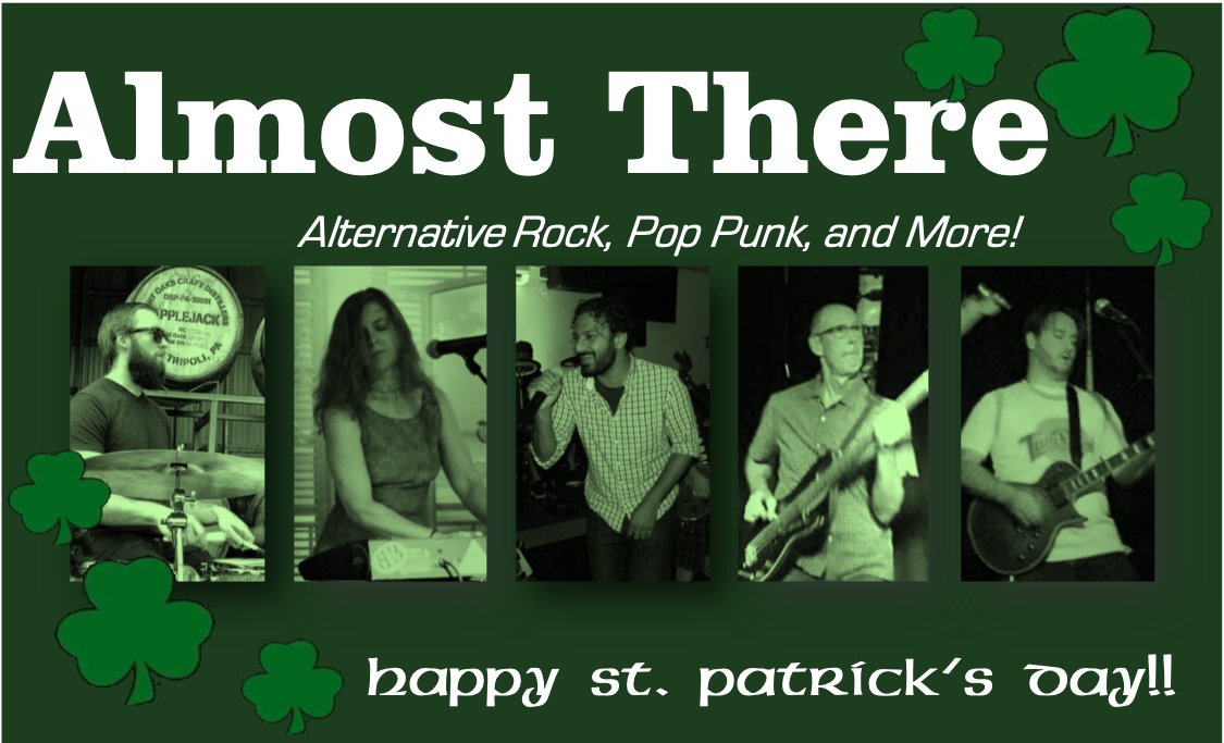 BandAlmostThere's tweet photo. Happy St. Patrick's Day, friends!

We miss our connections with our friends and with each other. During this strange time, we've all got to work together to get through this. 

Until we meet again, cheers, y'all! ☘️🎹🎸🥁🎸🎤 https://t.co/klFLWNHsb1