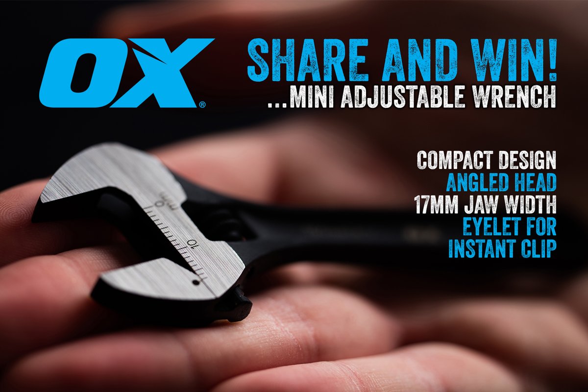 OXtoolsUK's tweet image. You know the score, TAG, LIKE and SHARE for your chance to win one of three OX Mini Wrenches! Feel the power of access in the palm of your hand. Winners to be announced on 20th March!

#oxtoolsuk #competition #livethetrade #plumbing #plumbers