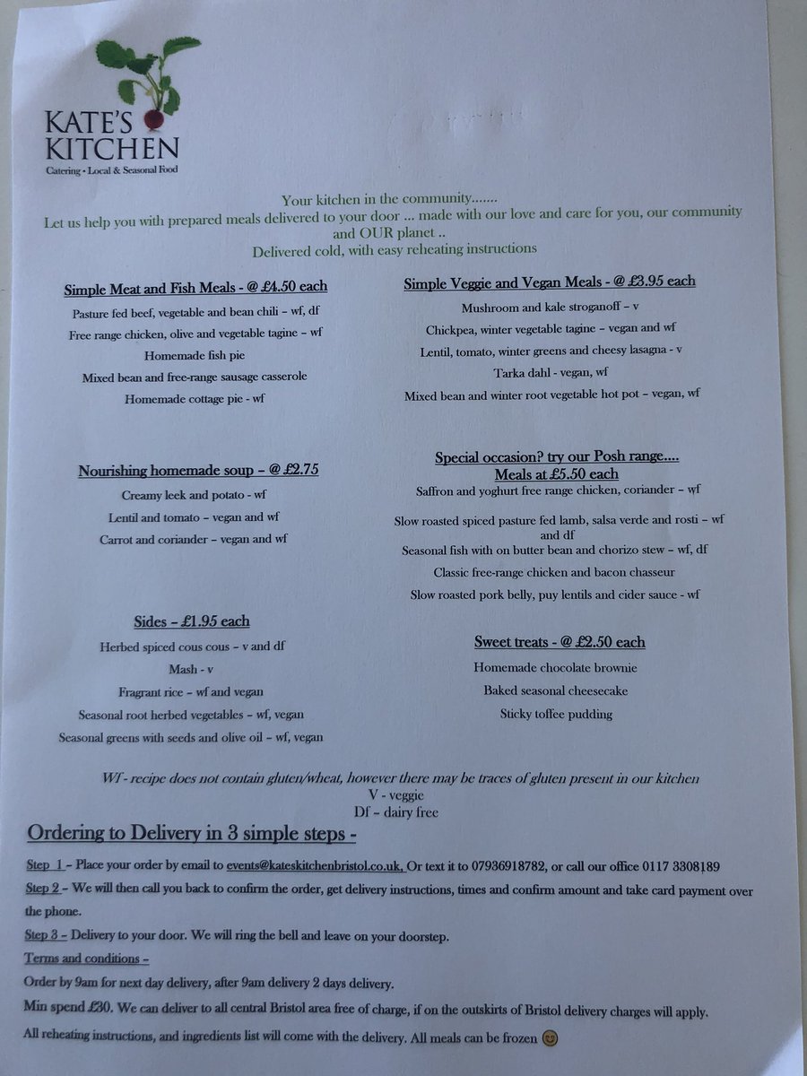 <a href="/NatalieBrereton/">Natalie Brereton</a> Hey <a href="/NatalieBrereton/">Natalie Brereton</a> ... thanks so much for your support. We are offering home cooked meals in the community. Check out our menu - kateskitchenbristol.co.uk/our-menus/loca…. Totally committed to try and keep trading to support our Bristol suppliers