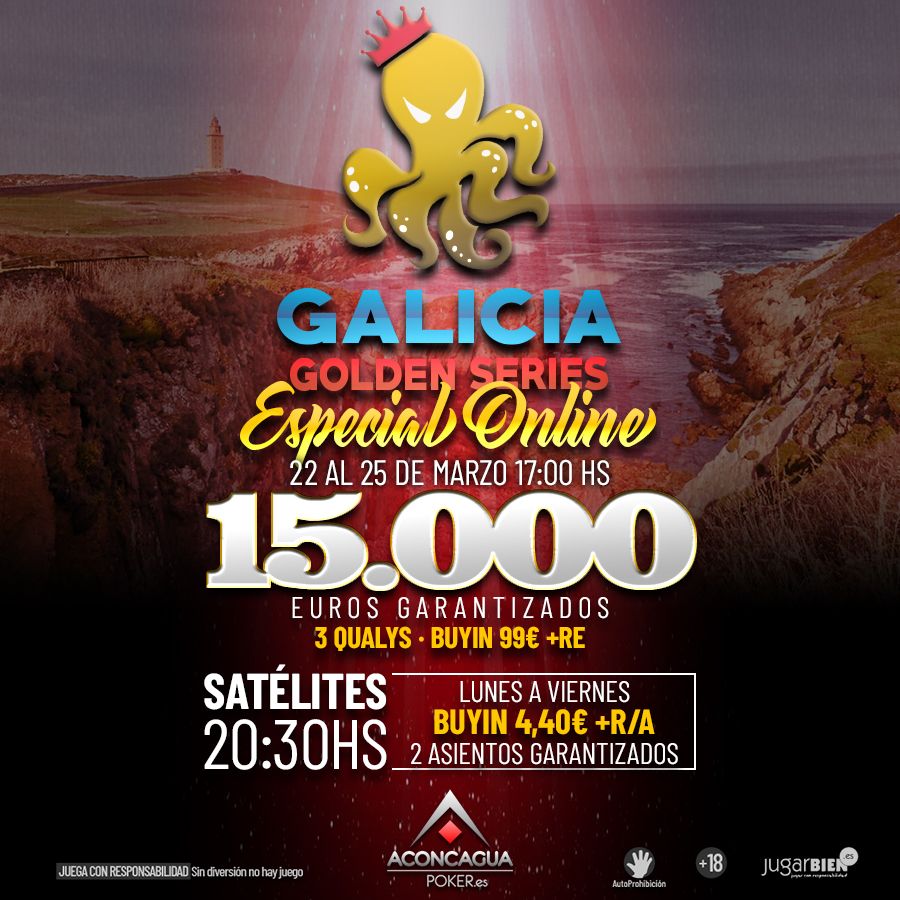 ɢᴀʟɪᴄɪᴀ ɢᴏʟᴅᴇɴ sᴇʀɪᴇs 

Especial Online 
♦️Del 22 Al 25 de marzo 
♦️15.000€ Garantizados
♦️3 Qualys Buy In 99+ RE

sᴀᴛéʟɪᴛᴇs ᴅᴇ ʟᴜɴᴇs ᴀ ᴠɪᴇʀɴᴇs 
♦️Hora 20:30 
♦️Buy In 4,40€ R/A
♦️2 🎫 Garantizados

#pokeronline #aconcaguapoker #YoMeQuedoEnCasa