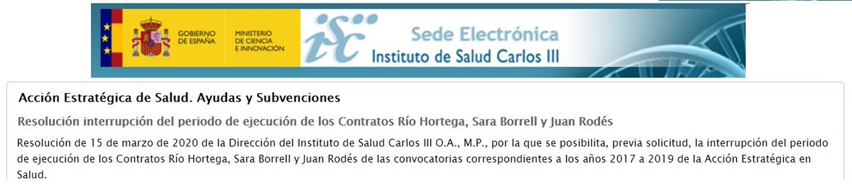 SaludISCIII's tweet photo. 📌El #ISCIII, ante la #COVID19 y en el marco de la Acción Estratégica en Salud #AES, ha publicado una resolución que permite interrumpir la ejecución de contratos de investigación para facilitar la atención a pacientes 👉https://t.co/OGXjT1aulm

Lo explicamos en este #hilo 👇 https://t.co/lTc0xB1RkO