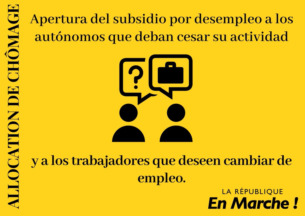 EricMercierEM's tweet photo. Apertura del subsidio por desempleo a los autónomos y a aquellos trabajadores que estén cambiando de trabajo #FranciaUCM #QueSiNo https://t.co/zcgizot4JX