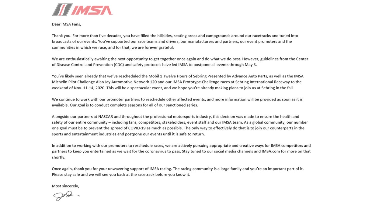 IMSA's tweet image. 