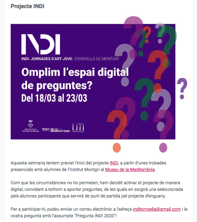 OlgaTaravilla's tweet photo. Les #Rizomes #Estemacasa però seguim treballant hiperconnectades. Al butlletí de març us expliquem coses de "Geografies", de "Maduixes", de convocatòries i de la recerca de preguntes per començar l'INDI 2020 a Torroella. Us anem explicant! ÀNIMS!
https://t.co/bKZ4tmryAs https://t.co/cBeFG1dQGx