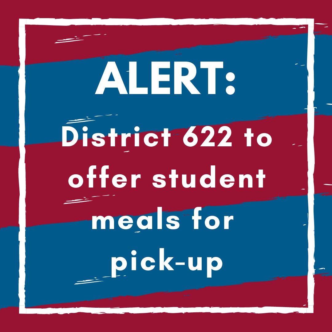 isd622's tweet photo. Starting tomorrow, District 622 students under 18 yrs can pick up two meals to go at Carver, Skyview, and Richardson. A student must be present to pick up the meals.
 
Meals will be distributed at the main entrance from 9:30 - 11:00 a.m. Monday-Friday while schools are closed. https://t.co/bmz4Vj0zk9