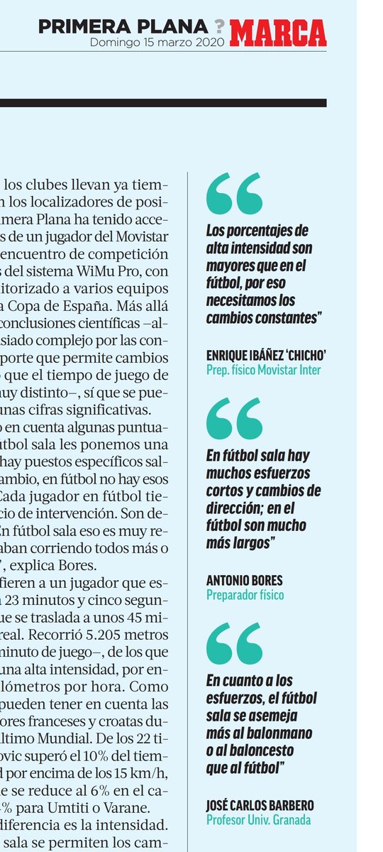 Te gusta el fútbol sala? Eres preparador físico o entrenador? El deporte de los 1.000 cambios de ritmo. 
marca.com/primera-plana/…