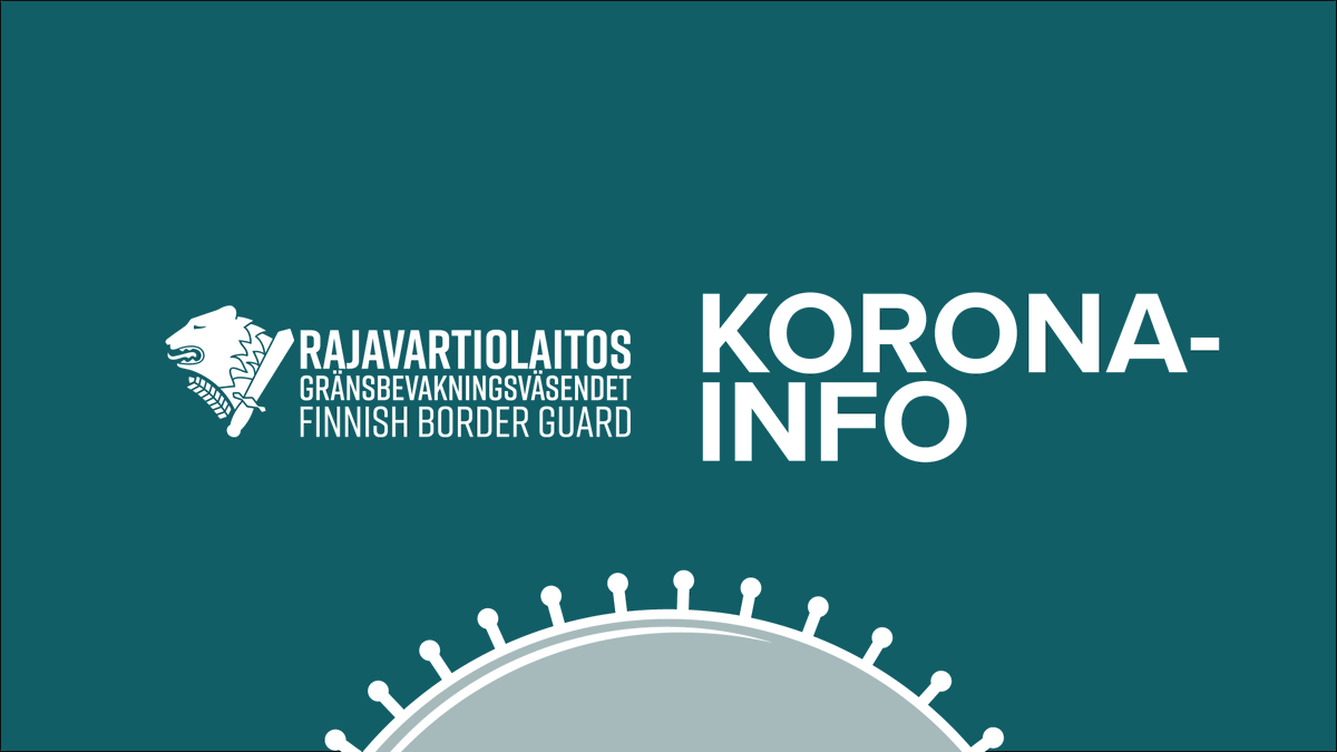 Suomen rajaliikennettä rajoitetaan 19.3.2020 alkaen. Rajavartiolaitos tiedottaa käyttöön otettavista toimenpiteistä: 
raja.fi/tietoa/tiedott…

#korona #koronavirus #rajaliikenne #rajavartiolaitos