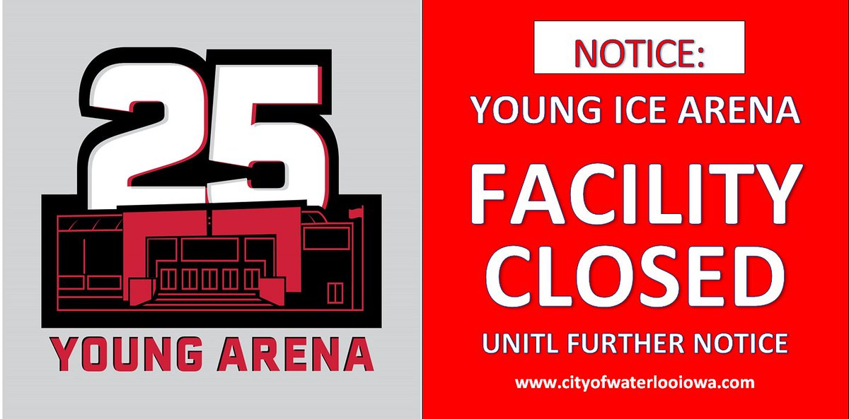 YoungArena's tweet image. In the interest of public health and safety Young Arena will be closed to ALL ACTIVITIES until further notice beginning Tuesday March 17th at 12:00pm.
