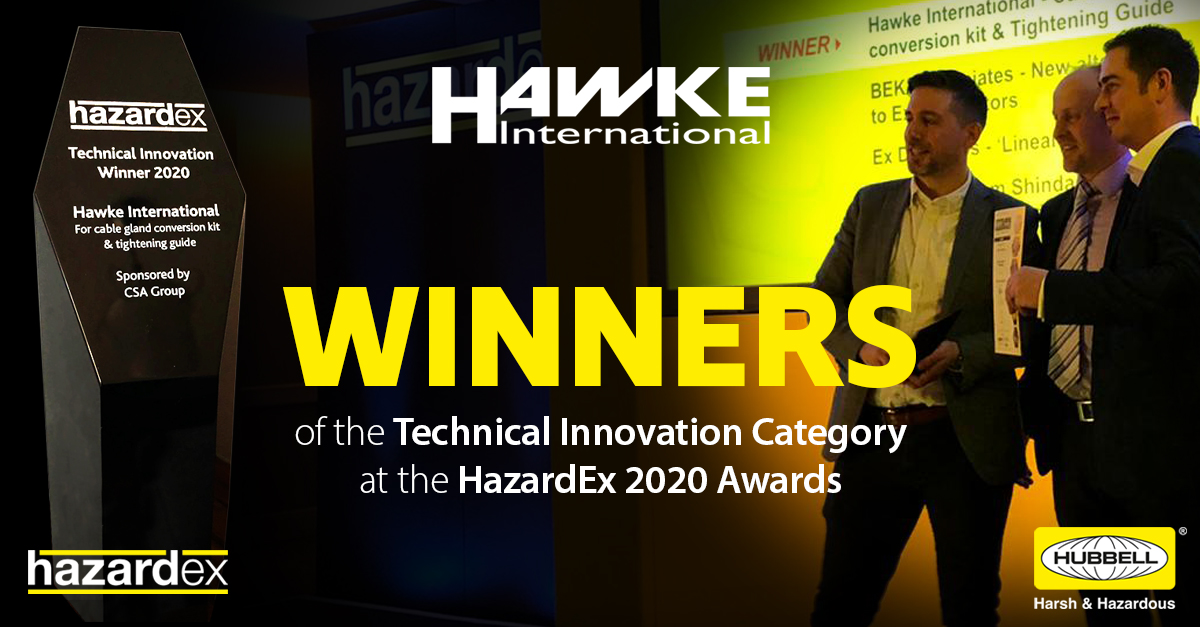 HawkeInt's tweet photo. #Winner! Read our new blog to find out why we won our @HazardEx Award! -> https://t.co/C7Zo7RxQRK

#HazardEx #award #cableglands https://t.co/bfxThiCM5h
