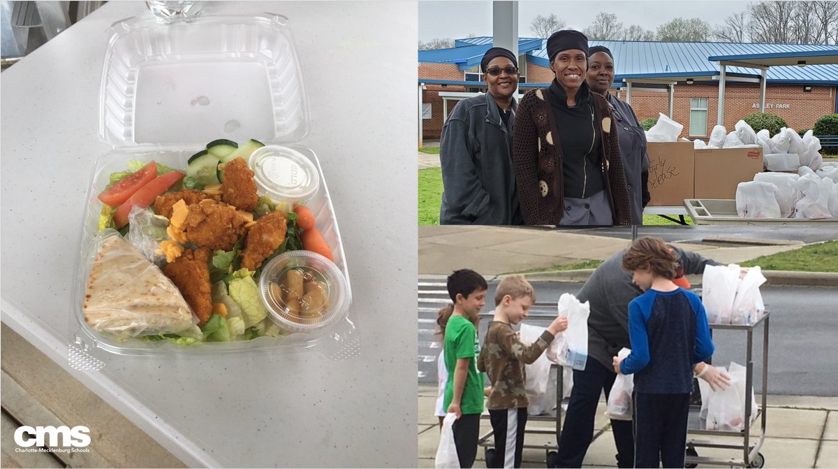 CharMeckSchools's tweet image. CMS grab and go meals in action! Lunch (and breakfast for the next day) will be served in participating school’s parking lots. Meals are free for anyone 18-years old and under. Children must be present to receive meals.

Details + locations here: cms.k12.nc.us/News/Pages/CMS…