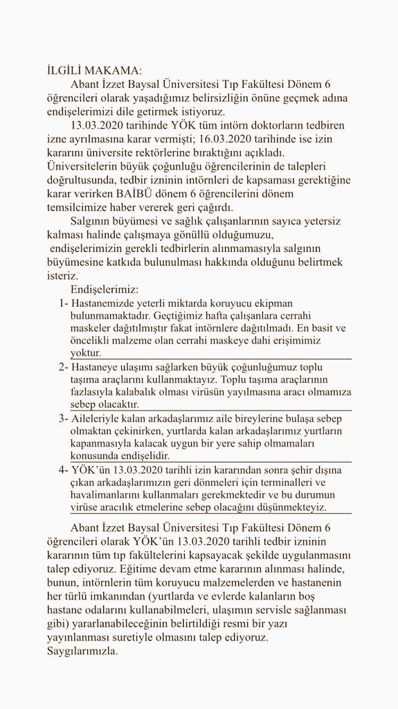 #intörnlerdeögrencidir Bolu Abant İzzet Baysal Üni. Tıp Fakültesi'den arkadaşlarımız endişelerini ve de haklarını dile getiriyorlar.