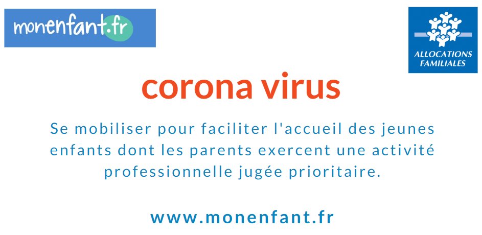 cnaf_actus's tweet photo. #COVID19france 

Pour aider les professionnels prioritaires dans la gestion de la crise sanitaire, un questionnaire est disponible sur https://t.co/idCyDgzt4i pour leur permettre d’indiquer leurs besoins d’accueil de leur(s) jeune(s) enfant(s)

https://t.co/pHmsXSHpWe https://t.co/jxvXvFnDlQ
