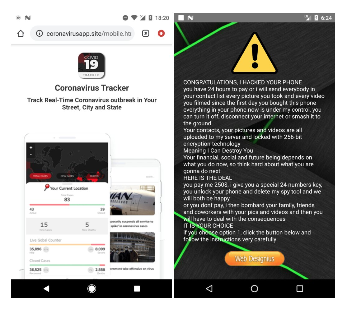 A malicious #Android app promises up-to-date figures on #coronavirus;  deploys #ransomware & asks for #bitcoin. LINK TO SAMPLE (free to download)  here in PolySwarm w/ details: https://t.co/cz6NlJj92K * (*Photo credit  Lukas Stefanko) #