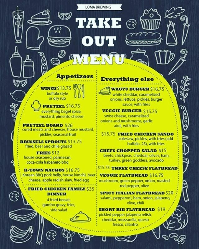 Starting today 12 noon - 8pm curbside Loma time! This great menu along with growlers, crowlers and cans of our beer are ready to go. Give us a call at 408.560.9626 and we’ll bring it to your car on Grays Lane right outside our front door! Gift cards and … ift.tt/2Qq1WCZ
