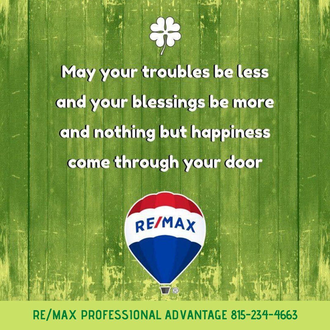 RemaxProByron's tweet photo. Happy #StPatricksDay 🍀
Finding your dream home isn't luck...let us help you make your next move.
#REMAX Professional Advantage #byronil 815-234-4663 https://t.co/0EzXCE3GTd