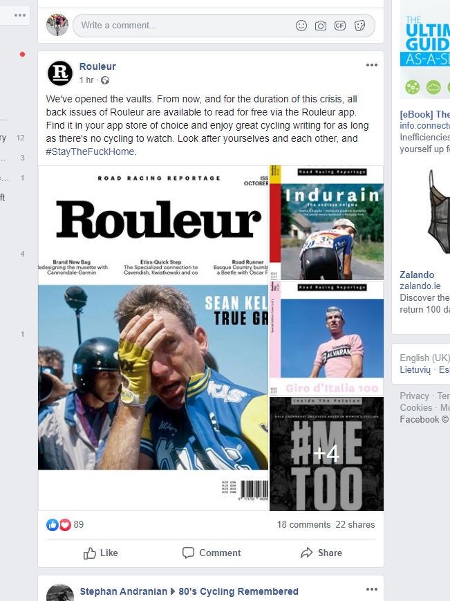 emybike's tweet photo. This could be well worth a look. Free access to back catalogue through the Rouleur app. https://t.co/yJ8d0D9HHL