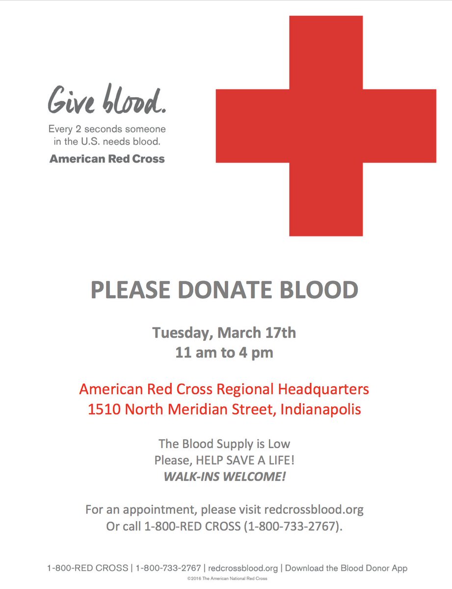 We understand you may be hesitant to attend a #blood drive during this time. Though, if you're  healthy &amp; eligible, consider. There's no evidence or reported cases of the #coronavirus or any respiratory virus being transmitted by a blood transfusion. Head to 1510 N. Meridian.