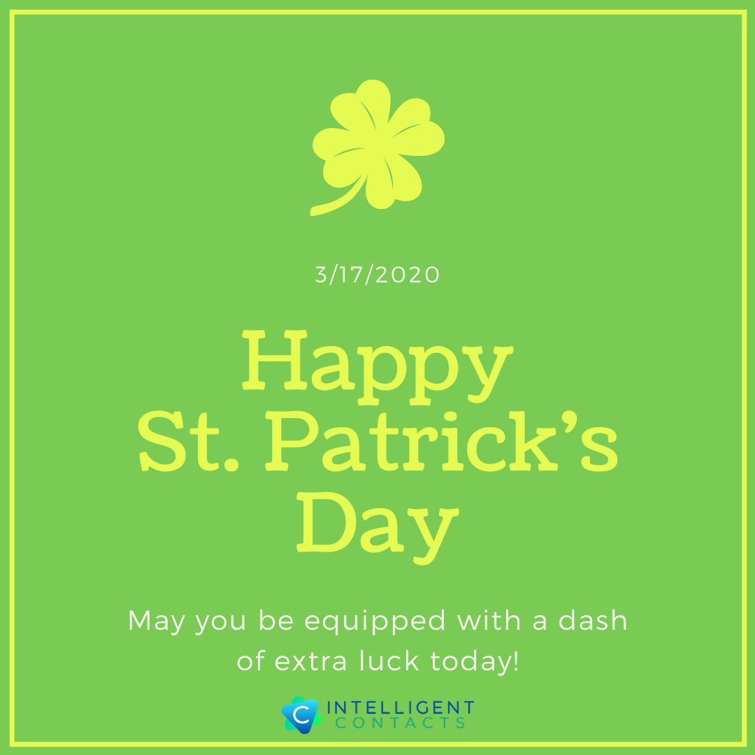 IntelContacts's tweet photo. May your day be filled with luck and happiness! #HappyStPatrick'sDay from #TeamIntelligentContacts! https://t.co/pQfgv3siNt